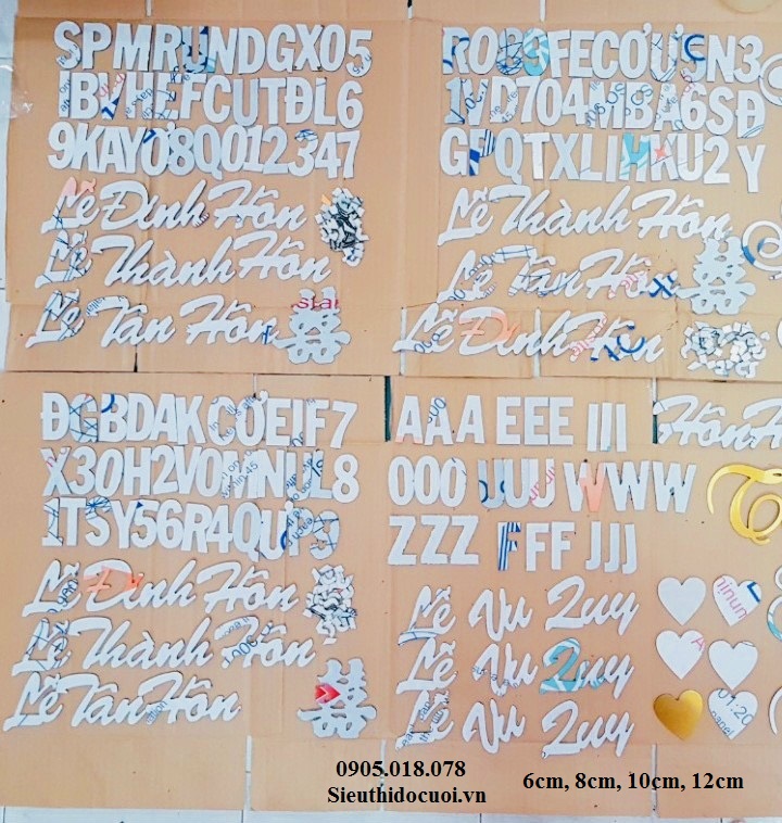 Bộ chữ số và bảng tên cô dâu chú rể bằng alu Bộ chữ số và bảng tên cô dâu chú rể bằng alu