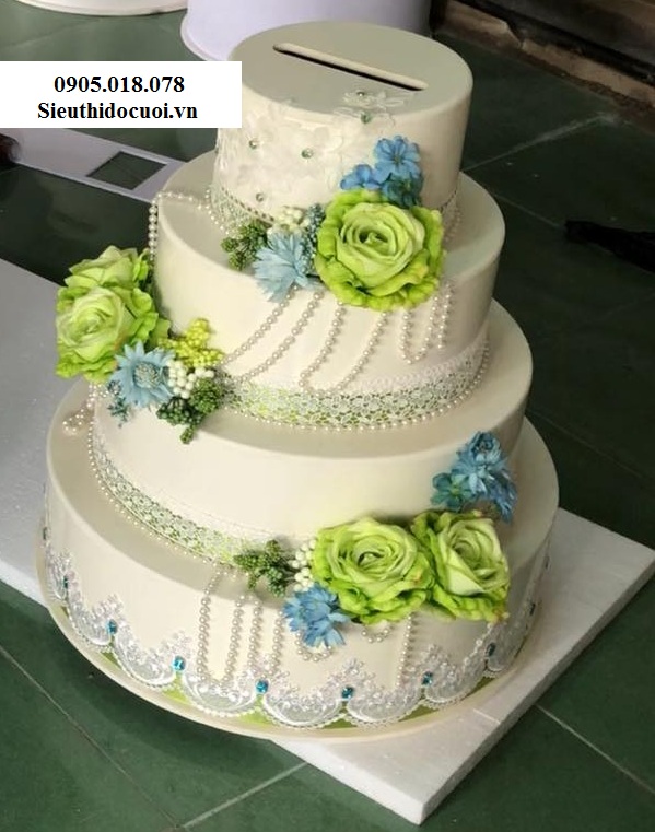 Thùng tiền đám cưới hình bánh kem Thùng tiền đám cưới hình bánh kem