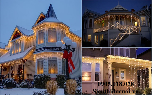 Led treo trần một dây ngang 3m, có 16 sợi rủ xuống (trong đó 8 sợi dài 0,6m, 8 sợi dài 0.4m)