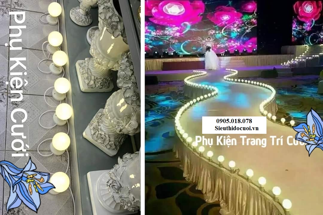 Đèn trang trí sân khấu tiệc cưới dây led bóng tròn 5m Đèn trang trí sân khấu tiệc cưới dây led bóng tròn 5m