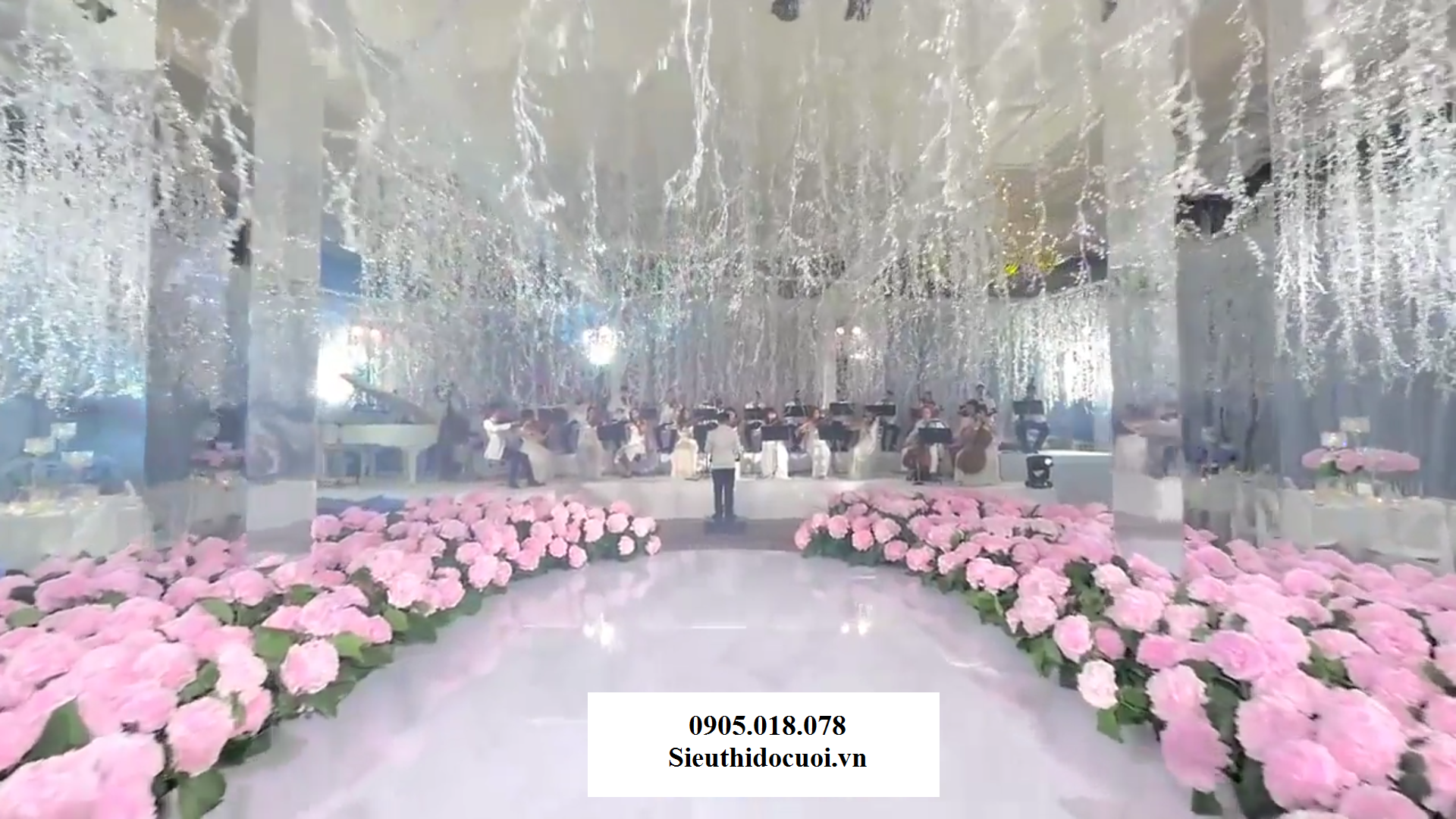 Dây kẽm kết pha lê trang trí cưới Dây kẽm kết pha lê trang trí cưới