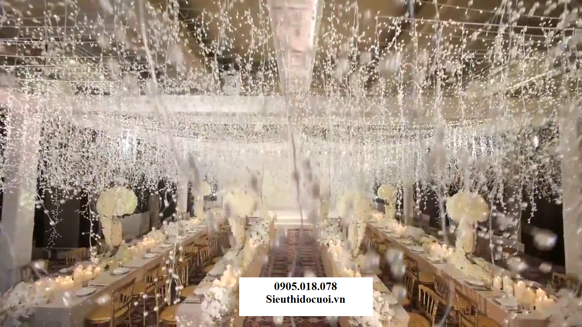 Dây kẽm kết pha lê trang trí cưới Dây kẽm kết pha lê trang trí cưới