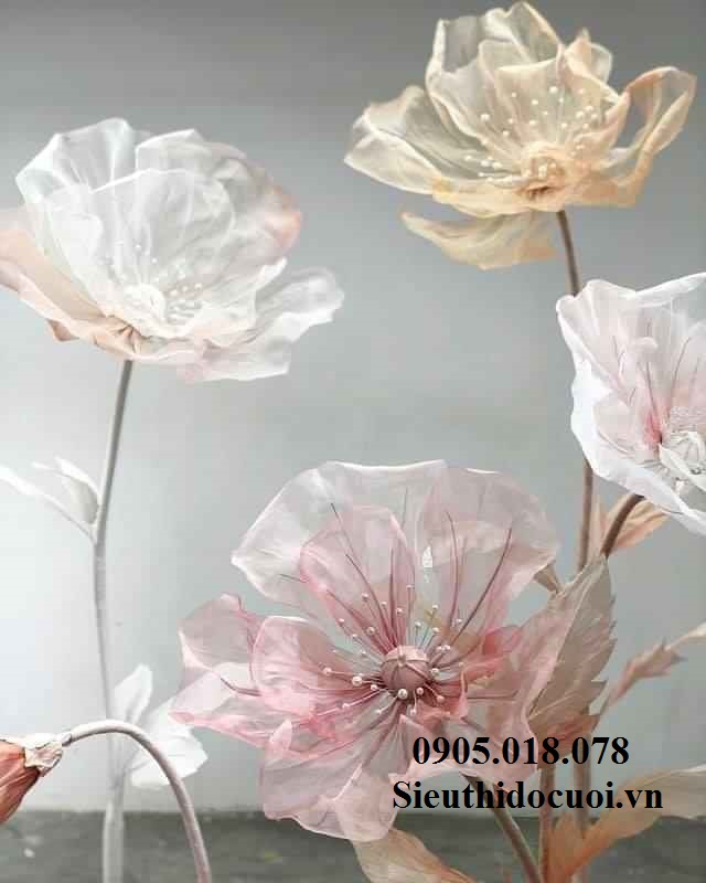 Hoa vải voan trang trí Hoa vải voan trang trí