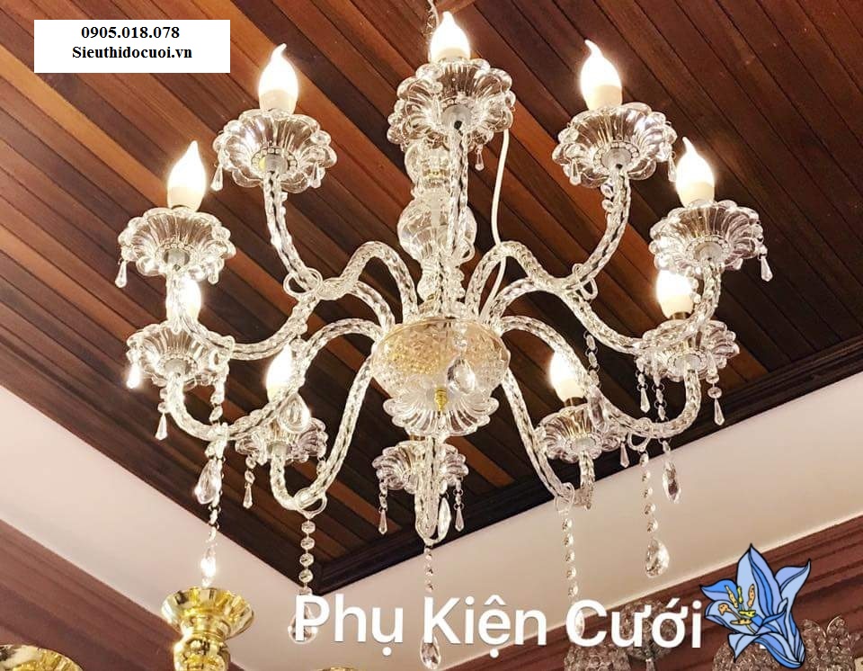 Đèn chùm pha lê nến 10 nhánh (10 nến) Đèn chùm pha lê nến 10 nhánh (10 nến)