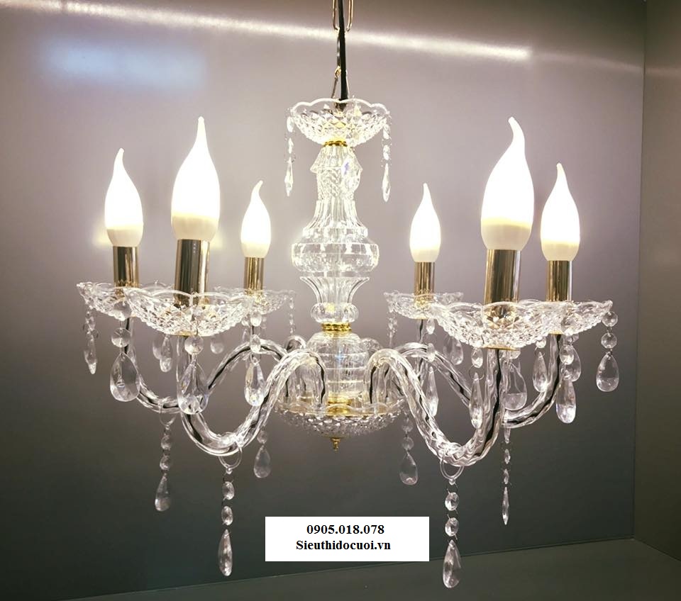 ĐÈN CHÙM PHA LÊ NẾN 6 NHÁNH (6 NẾN) ĐÈN CHÙM PHA LÊ NẾN 6 NHÁNH (6 NẾN)