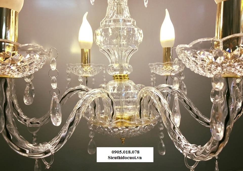 ĐÈN CHÙM PHA LÊ NẾN 6 NHÁNH (6 NẾN) ĐÈN CHÙM PHA LÊ NẾN 6 NHÁNH (6 NẾN)