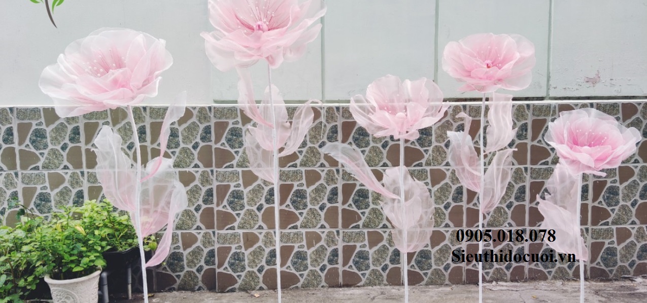 Hoa vải voan trang trí Hoa vải voan trang trí