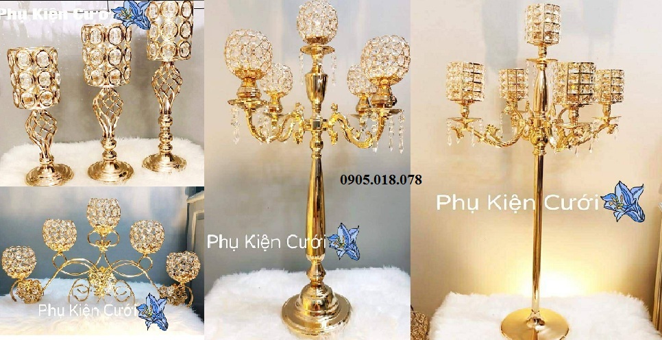 Chân nến pha lê trang trí Chân nến pha lê trang trí