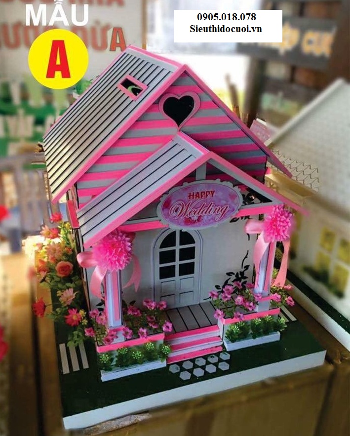 Thùng tiền đám cưới hình ngôi nhà hạnh phúc Thùng tiền đám cưới hình ngôi nhà hạnh phúc