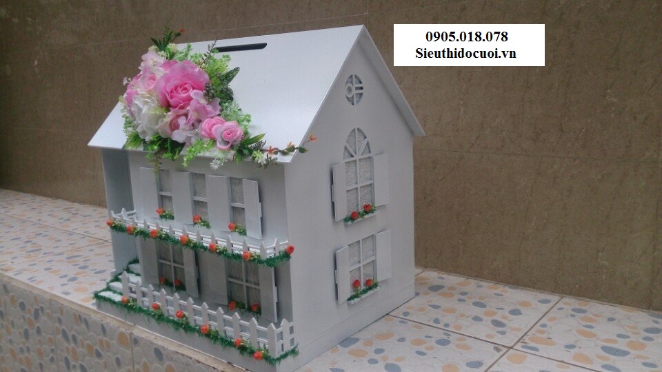 Thùng tiền đám cưới hình ngôi nhà hạnh phúc Thùng tiền đám cưới hình ngôi nhà hạnh phúc