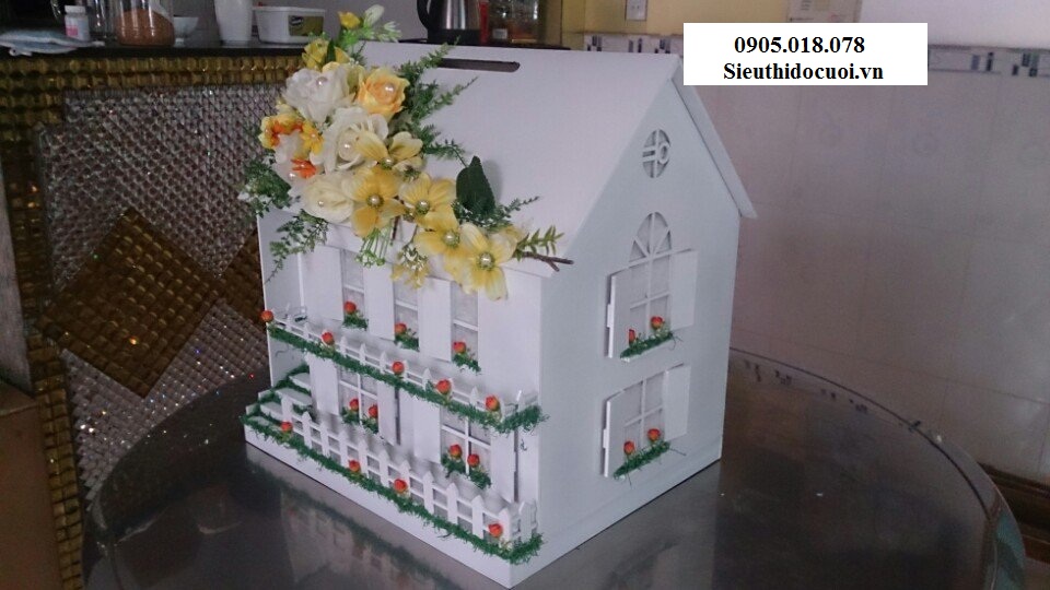 Thùng tiền đám cưới hình ngôi nhà hạnh phúc Thùng tiền đám cưới hình ngôi nhà hạnh phúc