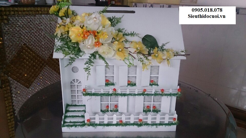 Thùng tiền đám cưới hình ngôi nhà hạnh phúc Thùng tiền đám cưới hình ngôi nhà hạnh phúc