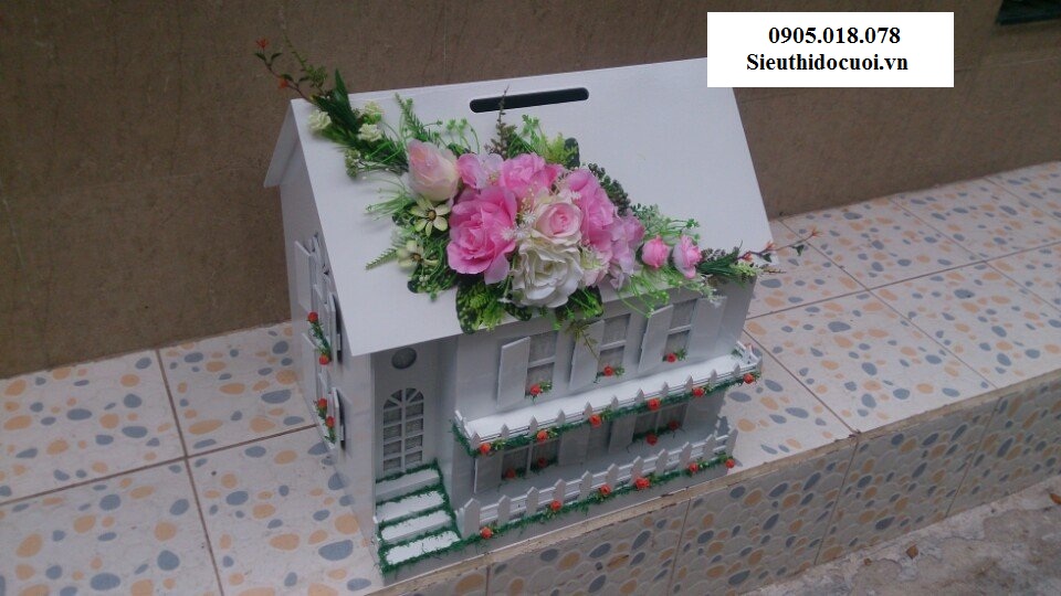 Thùng tiền đám cưới hình ngôi nhà hạnh phúc Thùng tiền đám cưới hình ngôi nhà hạnh phúc