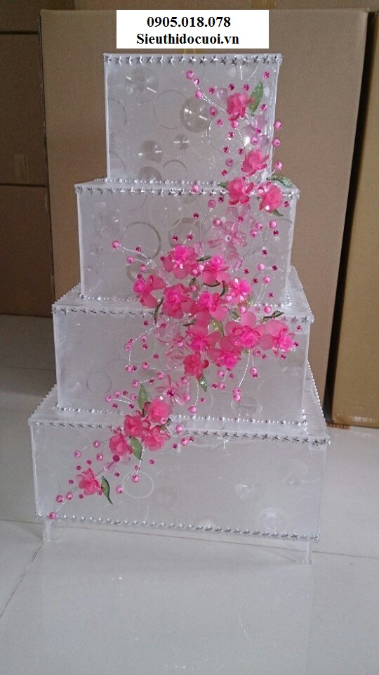 Thùng tiền cưới bằng Meka và hoa đá Thùng tiền cưới bằng Meka và hoa đá