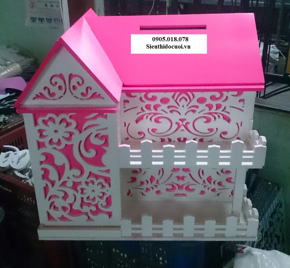 Thùng tiền đám cưới hình ngôi nhà hạnh phúc Thùng tiền đám cưới hình ngôi nhà hạnh phúc