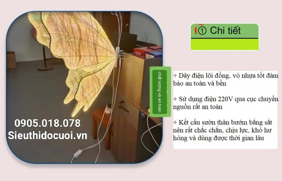 Đèn dẫn lối sân khấu đám cưới bướm led lớn Đèn dẫn lối sân khấu đám cưới bướm led lớn