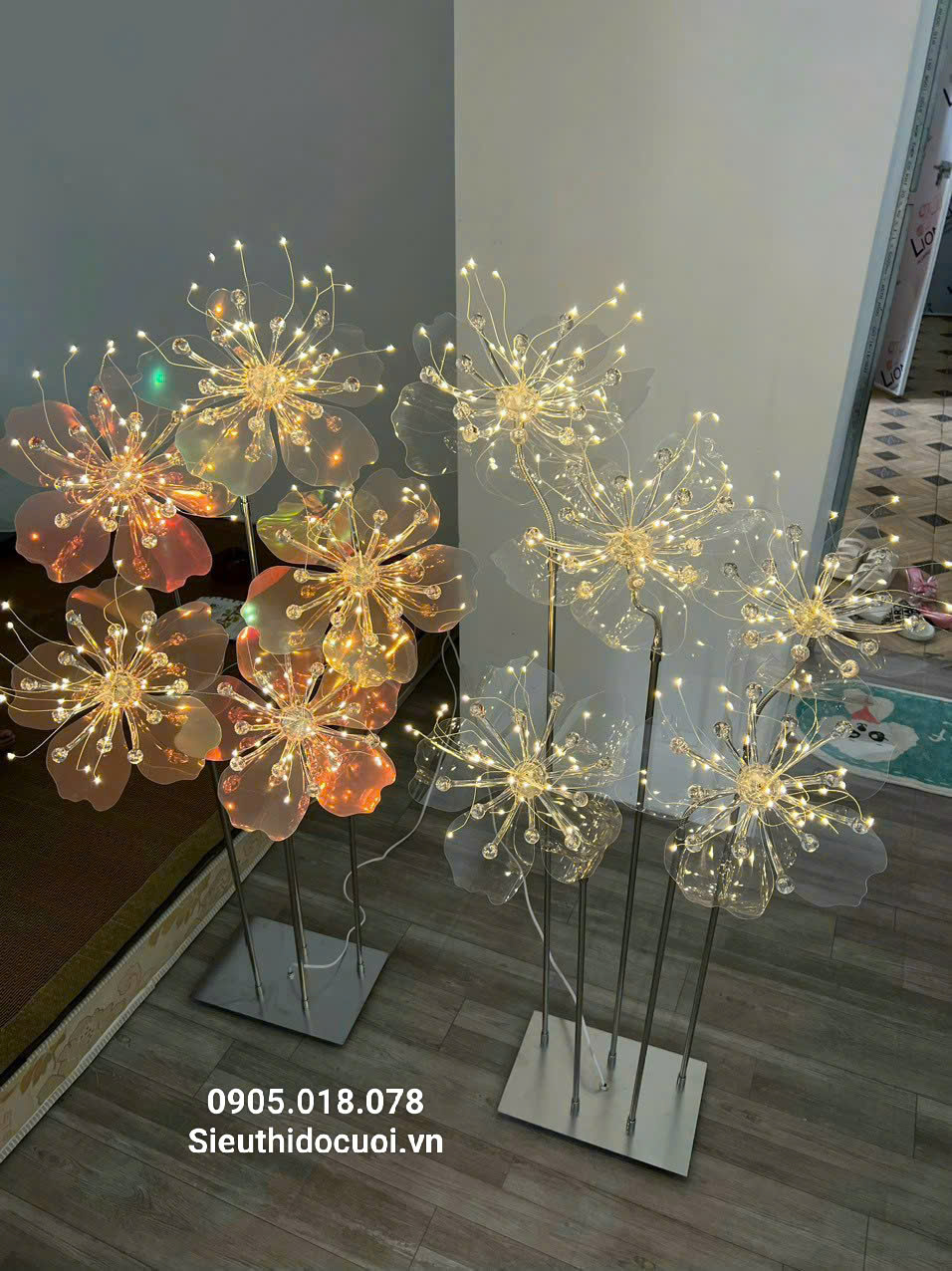 Đèn dẫn lối đám cưới hoa mai Đèn dẫn lối đám cưới hoa mai