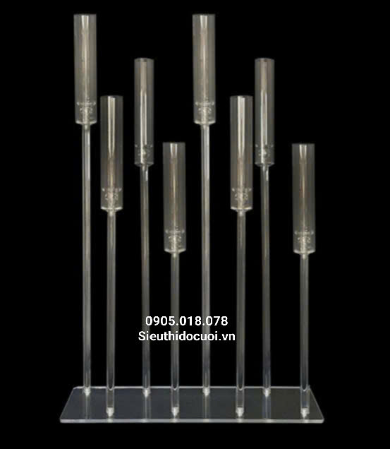 Đèn dẫn lối đám cưới mica đế ngang 8 cây Đèn dẫn lối đám cưới mica đế ngang 8 cây