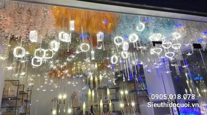 Đèn trang trí đám cưới thả led mica Đèn trang trí đám cưới thả led mica