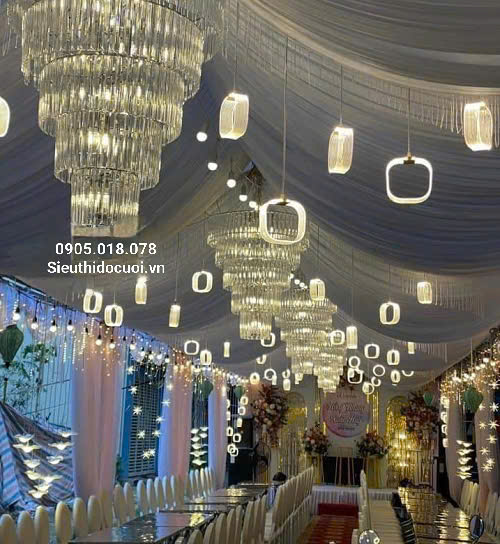 Đèn trang trí đám cưới thả led mica Đèn trang trí đám cưới thả led mica