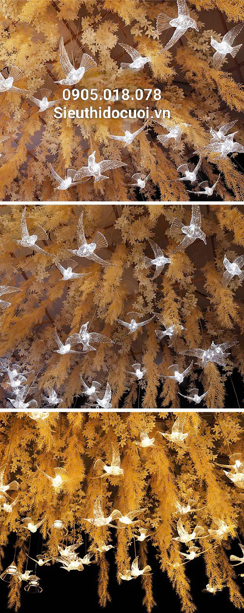 Đèn trang trí rạp cưới led chim trong suốt Đèn trang trí rạp cưới led chim trong suốt