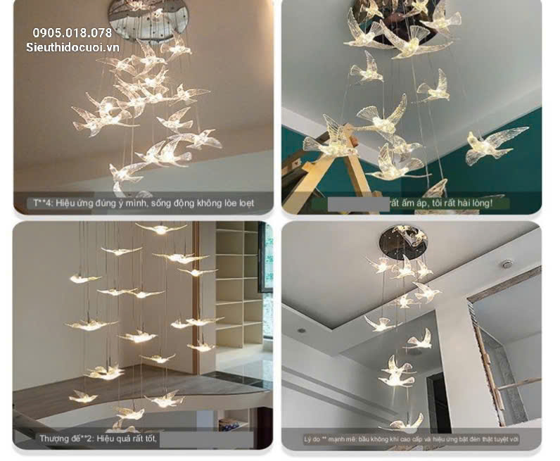 Đèn trang trí rạp cưới led chim trong suốt Đèn trang trí rạp cưới led chim trong suốt
