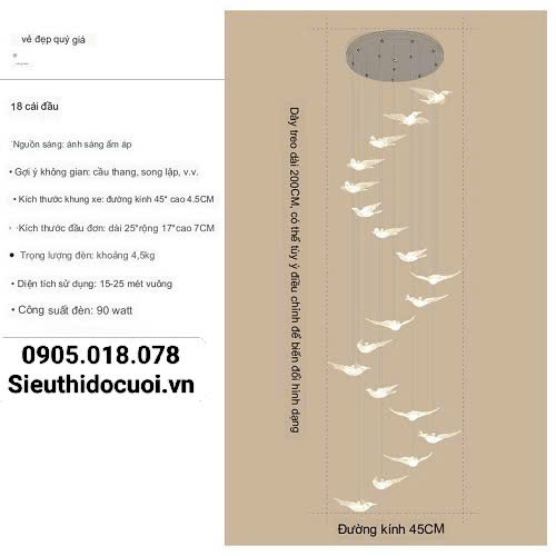 Đèn trang trí rạp cưới led chim trong suốt Đèn trang trí rạp cưới led chim trong suốt