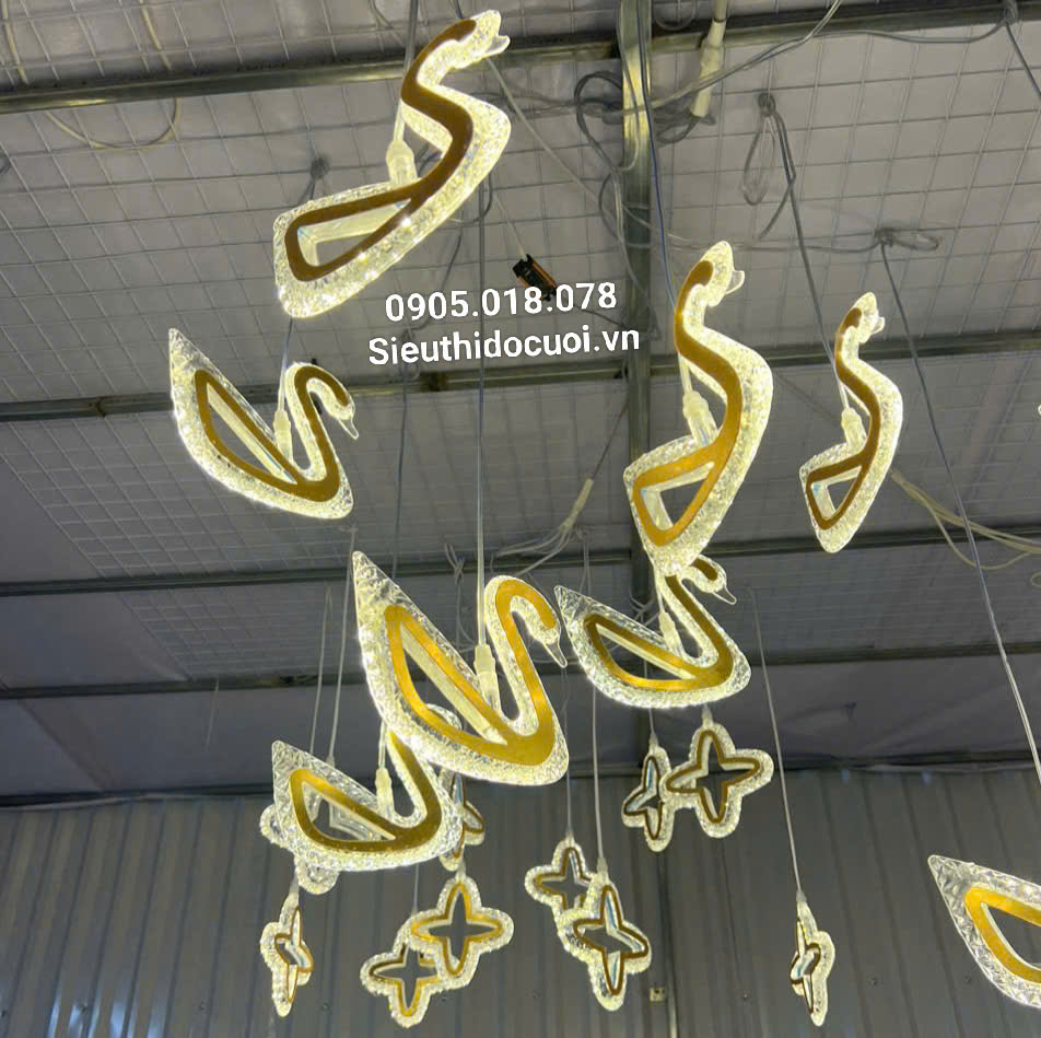 Đèn thả led đám cưới chim thiên nga Đèn thả led đám cưới chim thiên nga