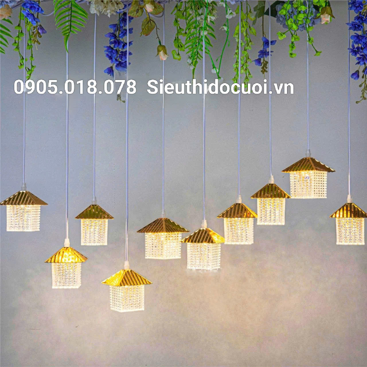 Dây đèn trang trí đám cưới thả ngôi nhà led Dây đèn trang trí đám cưới thả ngôi nhà led