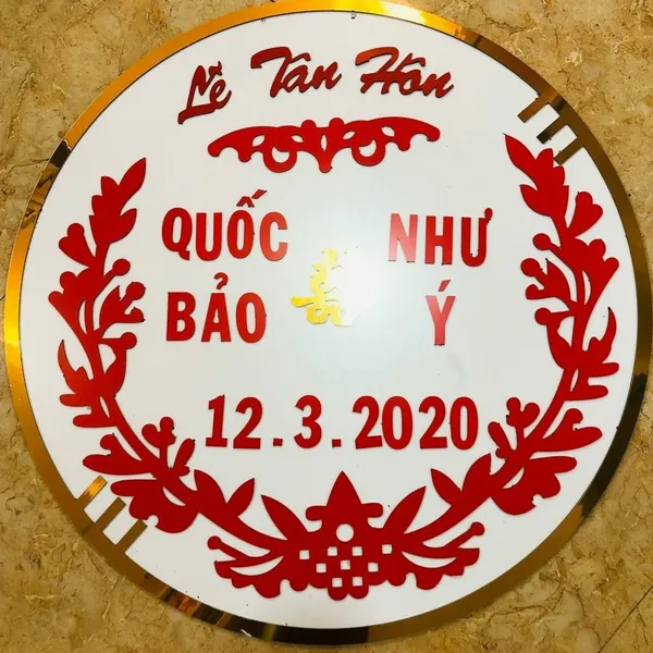 Bộ chữ số và bảng tên cô dâu chú rể bằng alu