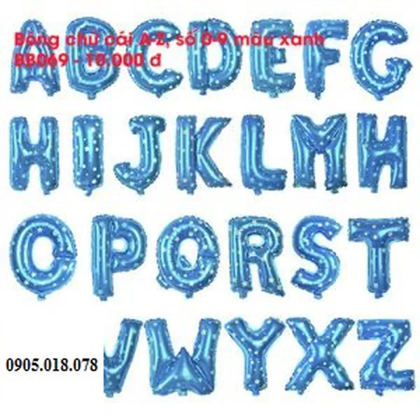 Bóng Bạc Chữ Cái Màu Xanh 36cm