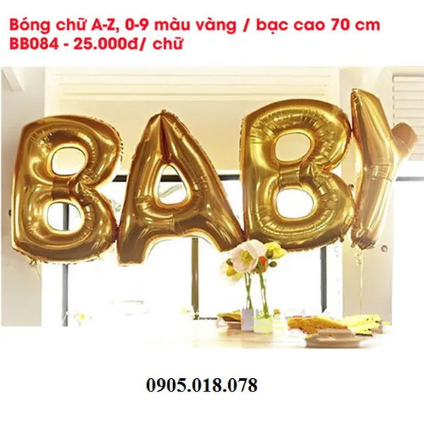 Bóng Bạc Chữ Số Cái 70cm Vàng Bạc