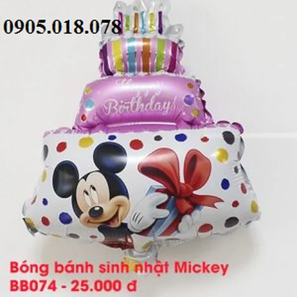 Bóng Bánh Sinh Nhật Mickey Hồng