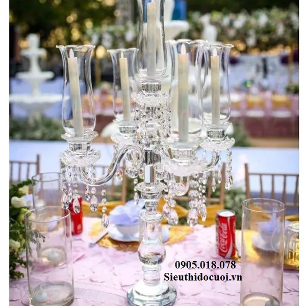 Trụ nến pha lê trong suốt