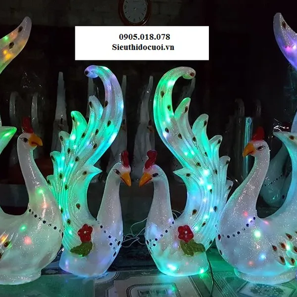 Chim công mô hình mút xốp có đèn led