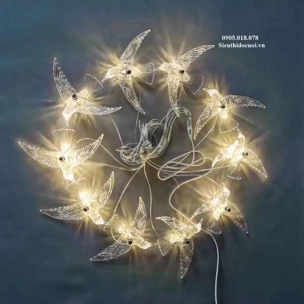 CHIM PHA LÊ TRONG SUỐT ĐÈN LED TRANG TRÍ