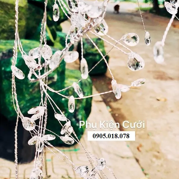 Dây kẽm kết pha lê, dây kẽm ngọc trai trang trí cưới