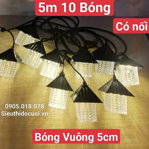 Dây đèn Led 5m, 10 bóng đèn, có đầu nối