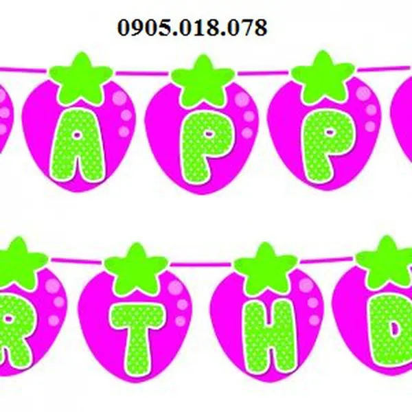 Dây Treo Happy Birthday Chủ Đề Cô Bé Dâu Tây