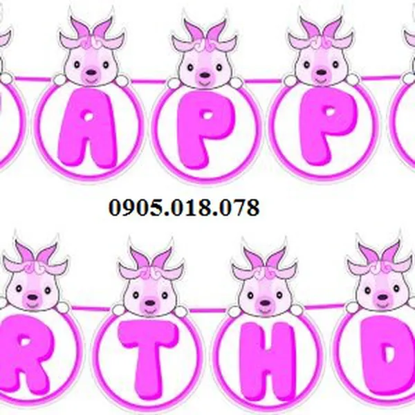 Dây Treo Happy Birthday Chủ Đề Dê Hồng