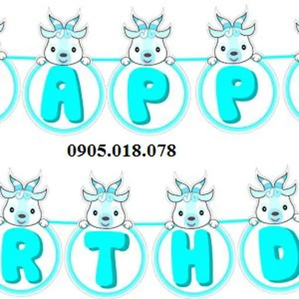 Dây Treo Happy Birthday Chủ Đề Dê Xanh
