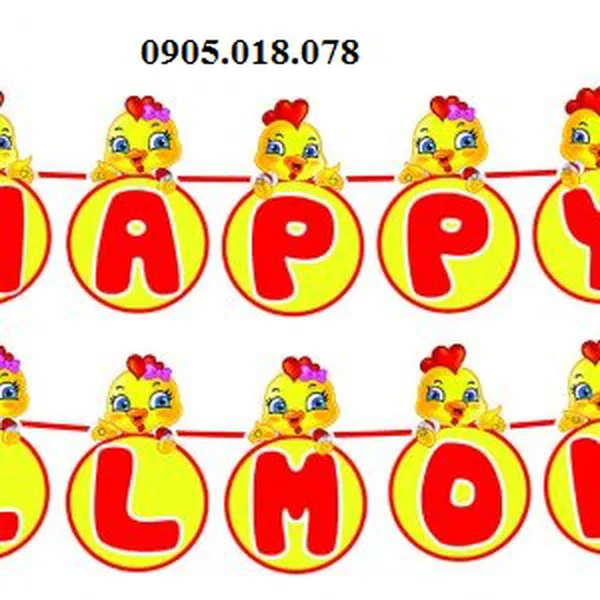 Dây Treo Happy Birthday Chủ Đề Gà Vàng