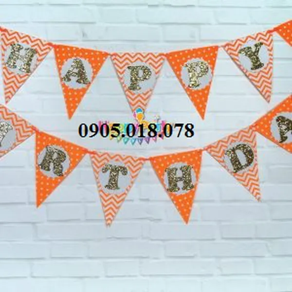 Dây Treo Happy Birthday Chủ Đề Màu cam