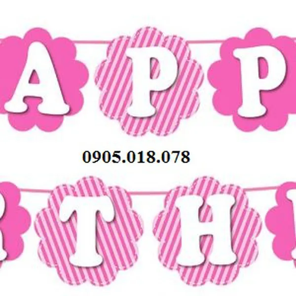 Dây Treo Happy Birthday Chủ Đề Màu Hồng