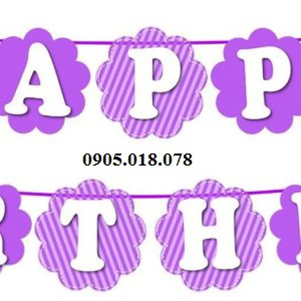 Dây Treo Happy Birthday Chủ Đề Màu Tím