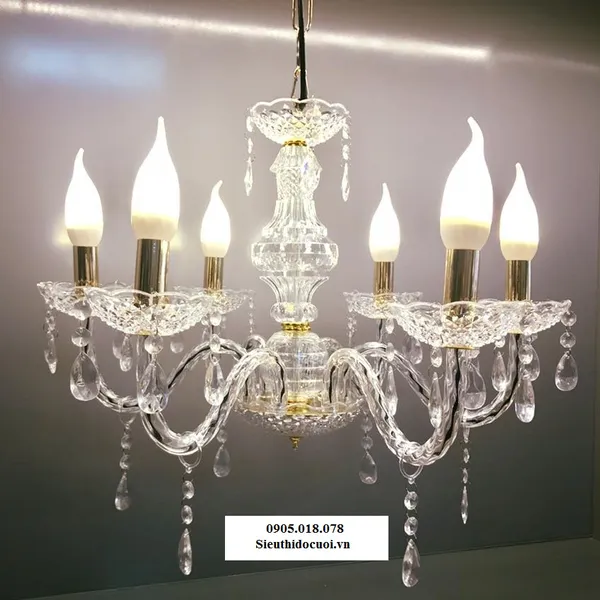 ĐÈN CHÙM PHA LÊ NẾN 6 NHÁNH (6 NẾN)