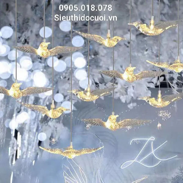 Đèn trang trí rạp cưới led chim trong suốt