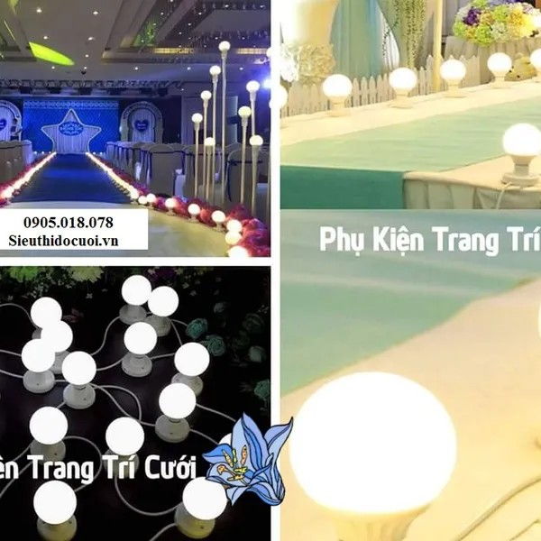 Đèn trang trí sân khấu tiệc cưới dây led bóng tròn 5m