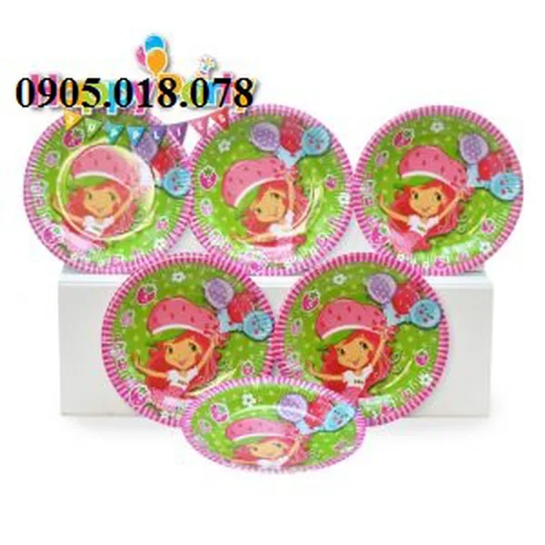 Dĩa Giấy Sinh Nhật Chủ Đề Cô Bé Dâu Tây