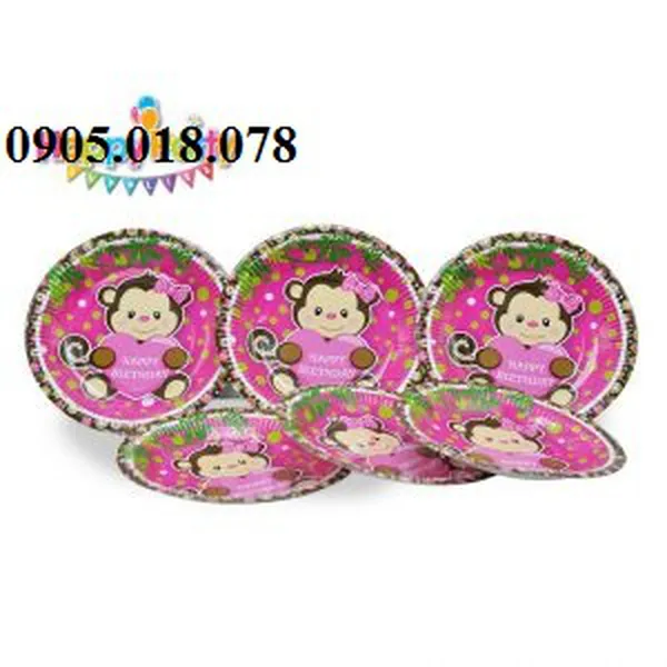 Dĩa Giấy Sinh Nhật Chủ Đề Khỉ Hồng